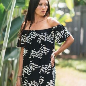 Off-Shoulder Black and White Ava Sky Dress